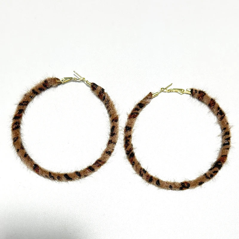 Hot Pink Leopard Geometric Hoop Earrings
