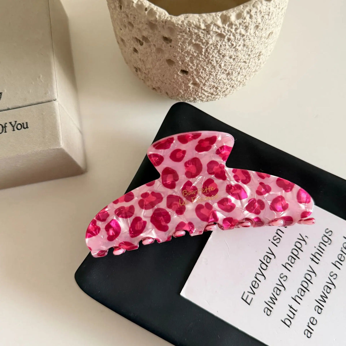 Pink Leopard Luxury Hair Claw Clip