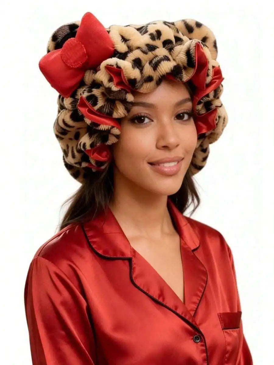 Teddy Fleece Satin-Lined Sleep Bonnet
