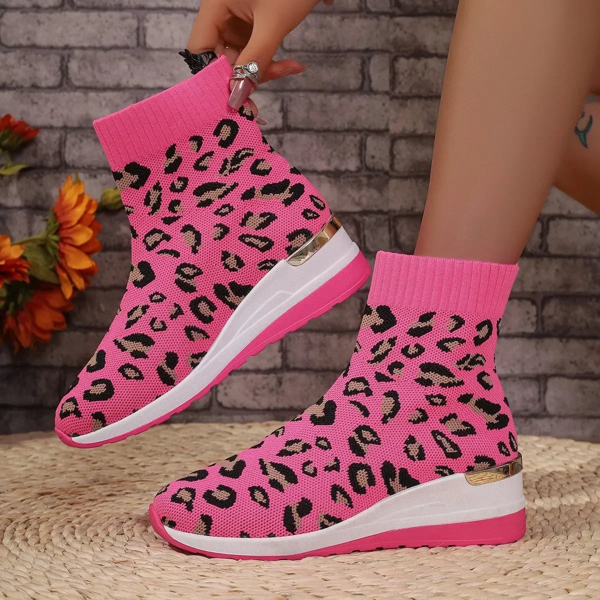 Mesh Breathable Platform Sock Boots