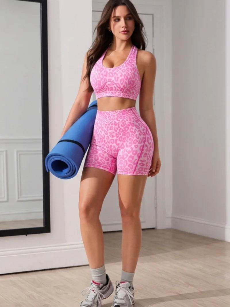 Pink Leopard 2-Piece Fitness Set
