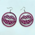 Vintage Pink & Brown Leopard Drop Earrings