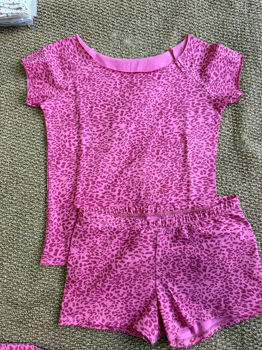 Vintage Leopard Slim Flutter-Sleeve Top