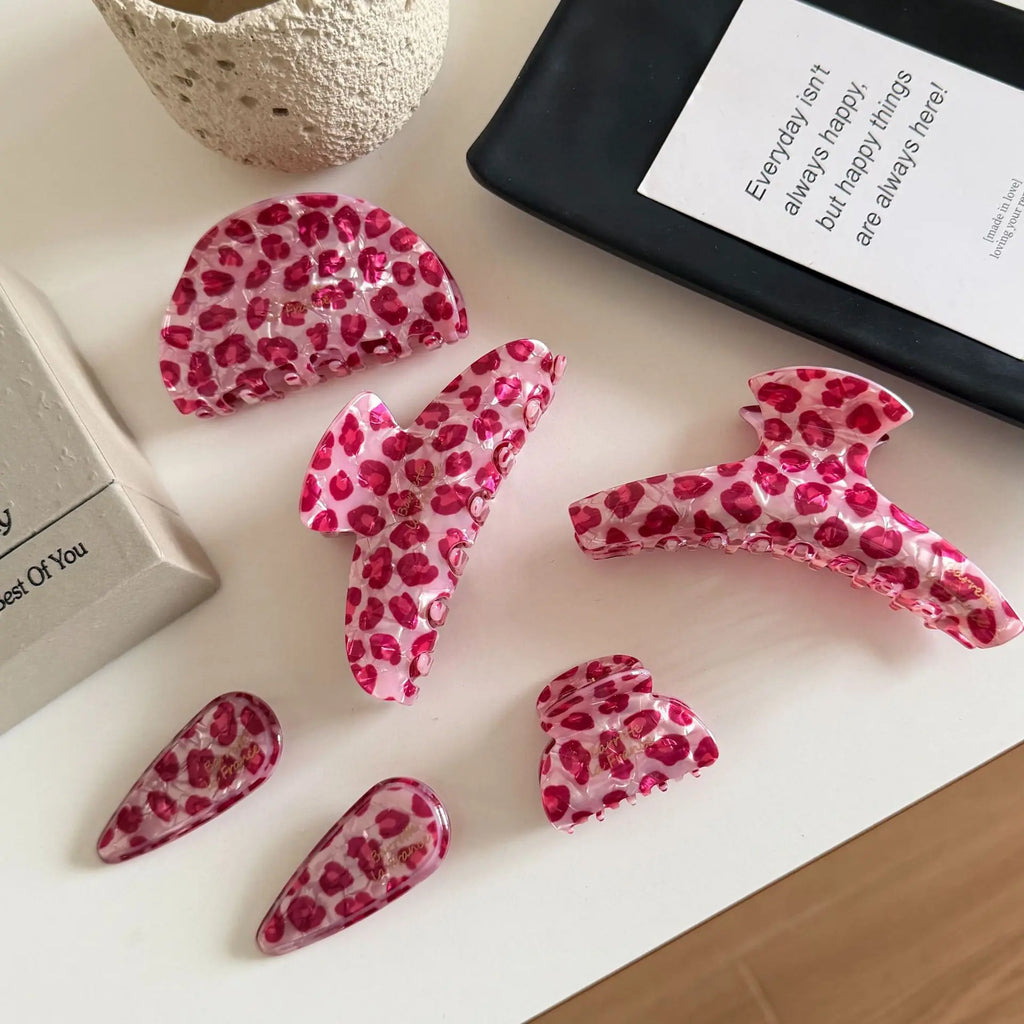 Pink Leopard Luxury Hair Claw Clip