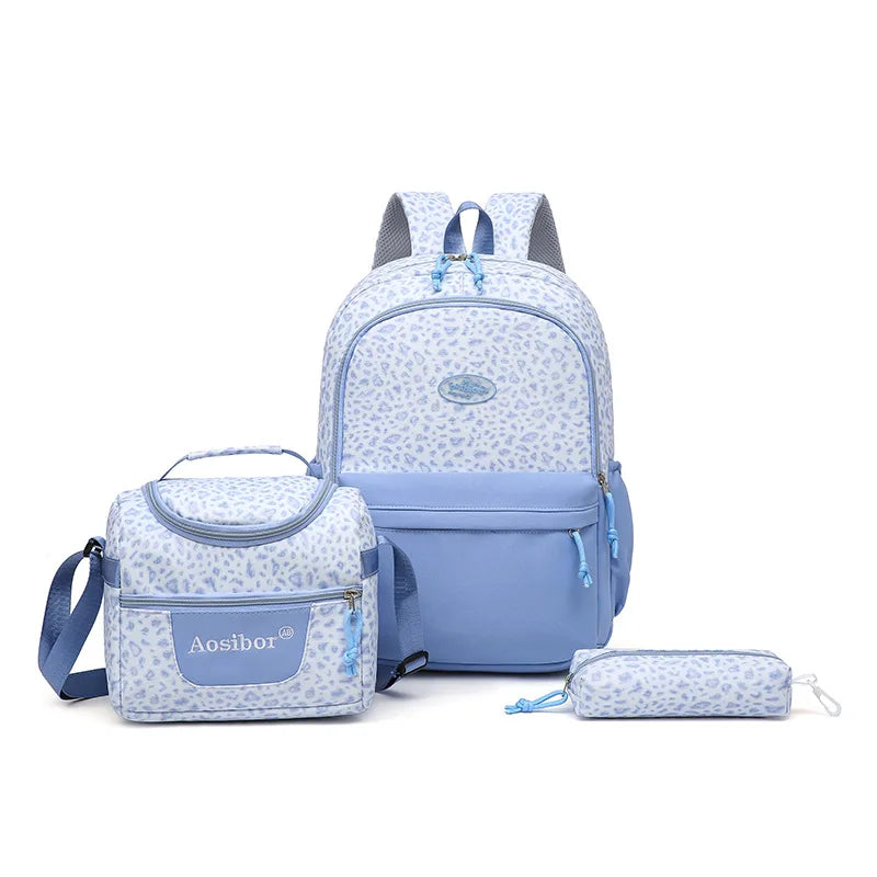 3-in-1 Leopard Print Backpack Set