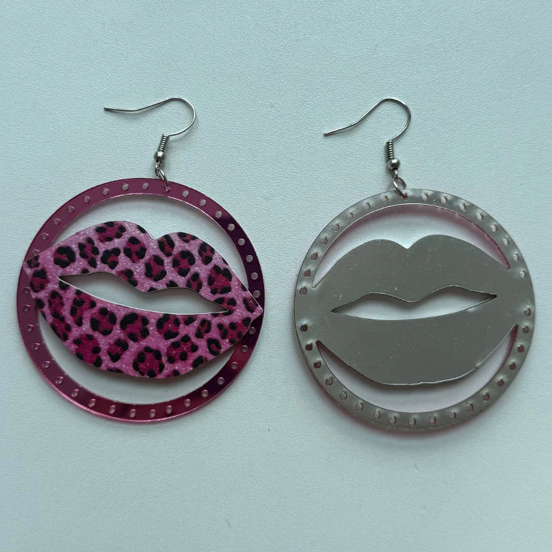 Vintage Pink & Brown Leopard Drop Earrings