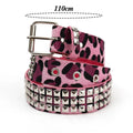Leopard Print Studded PU Waistband Belt