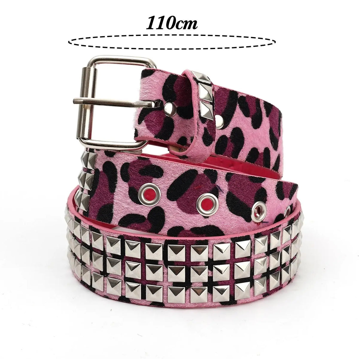 Leopard Print Studded PU Waistband Belt