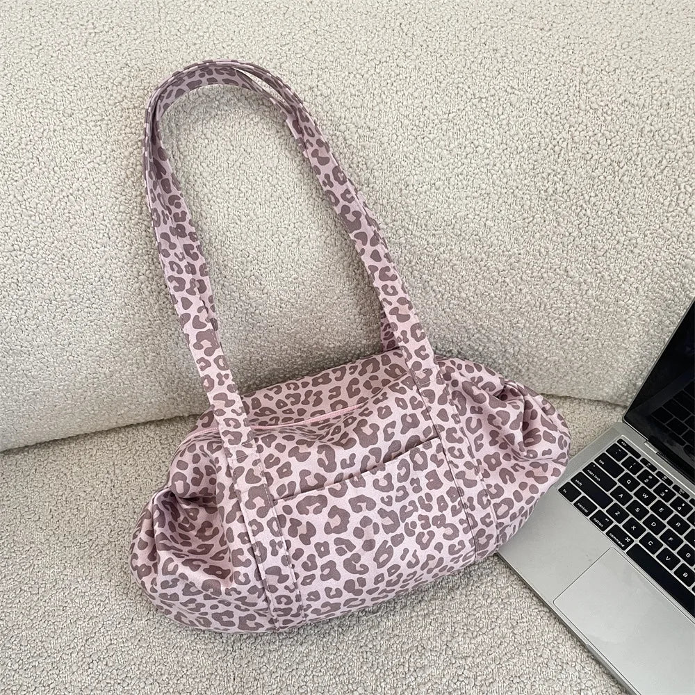 Leopard Zip Shoulder Tote & Mommy Bag