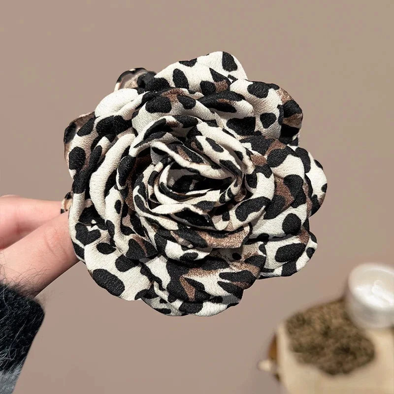 Sweet Leopard Flower Hair Claw Clip