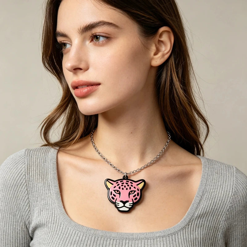 Leopard Head Statement Pendant Necklace