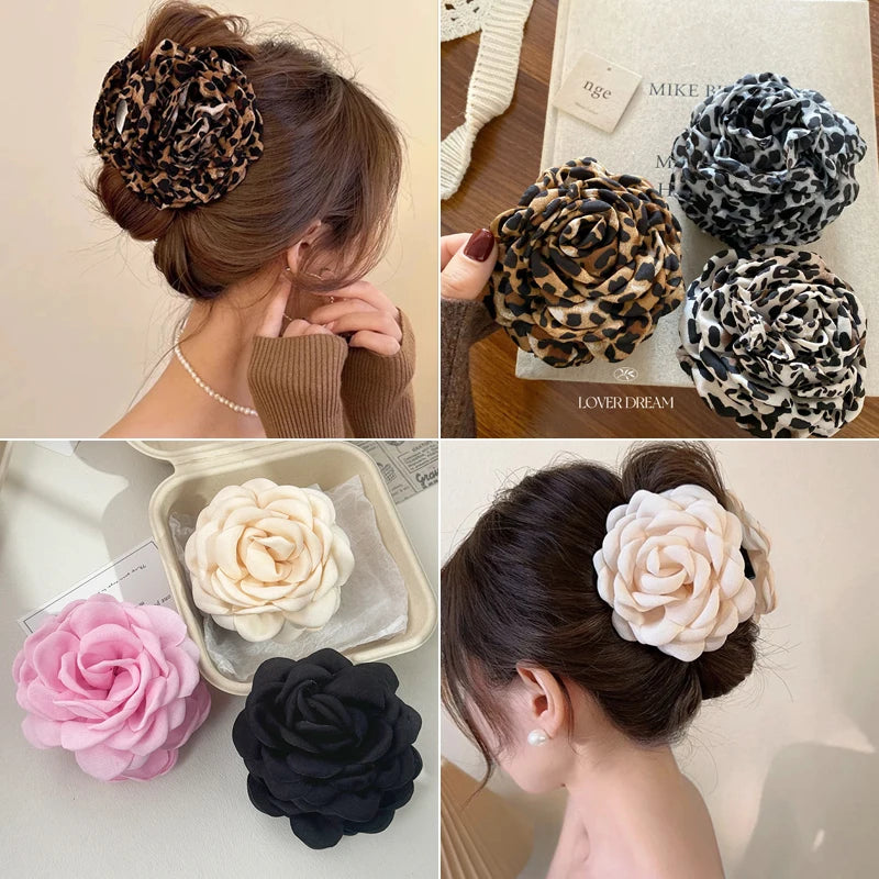 Sweet Leopard Flower Hair Claw Clip