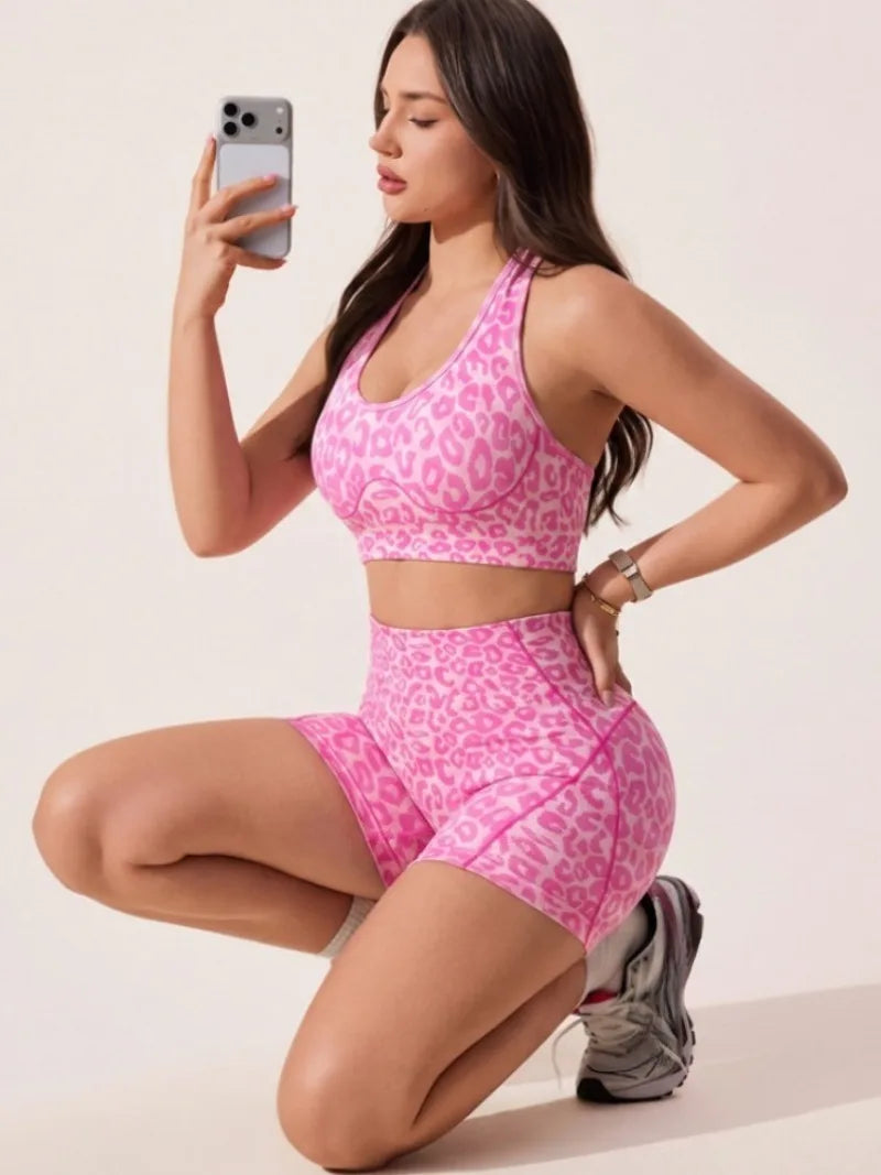 Pink Leopard 2-Piece Fitness Set