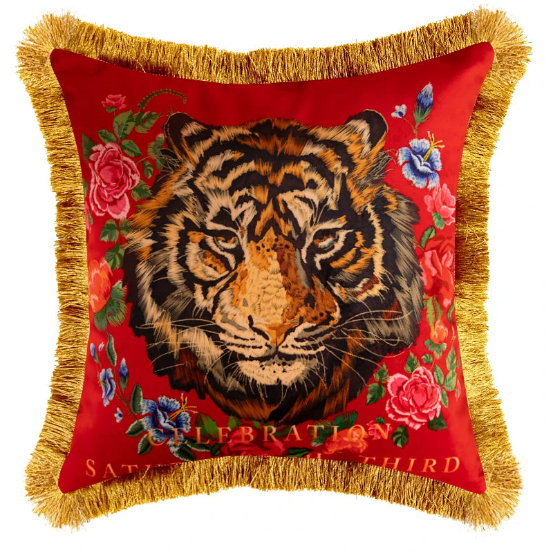 Chic Pink Velvet Leopard Cushion Cover