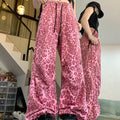 Vintage Leopard Wide-Leg Denim Trousers