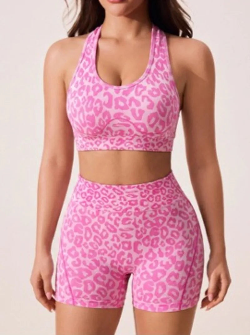 Pink Leopard 2-Piece Fitness Set