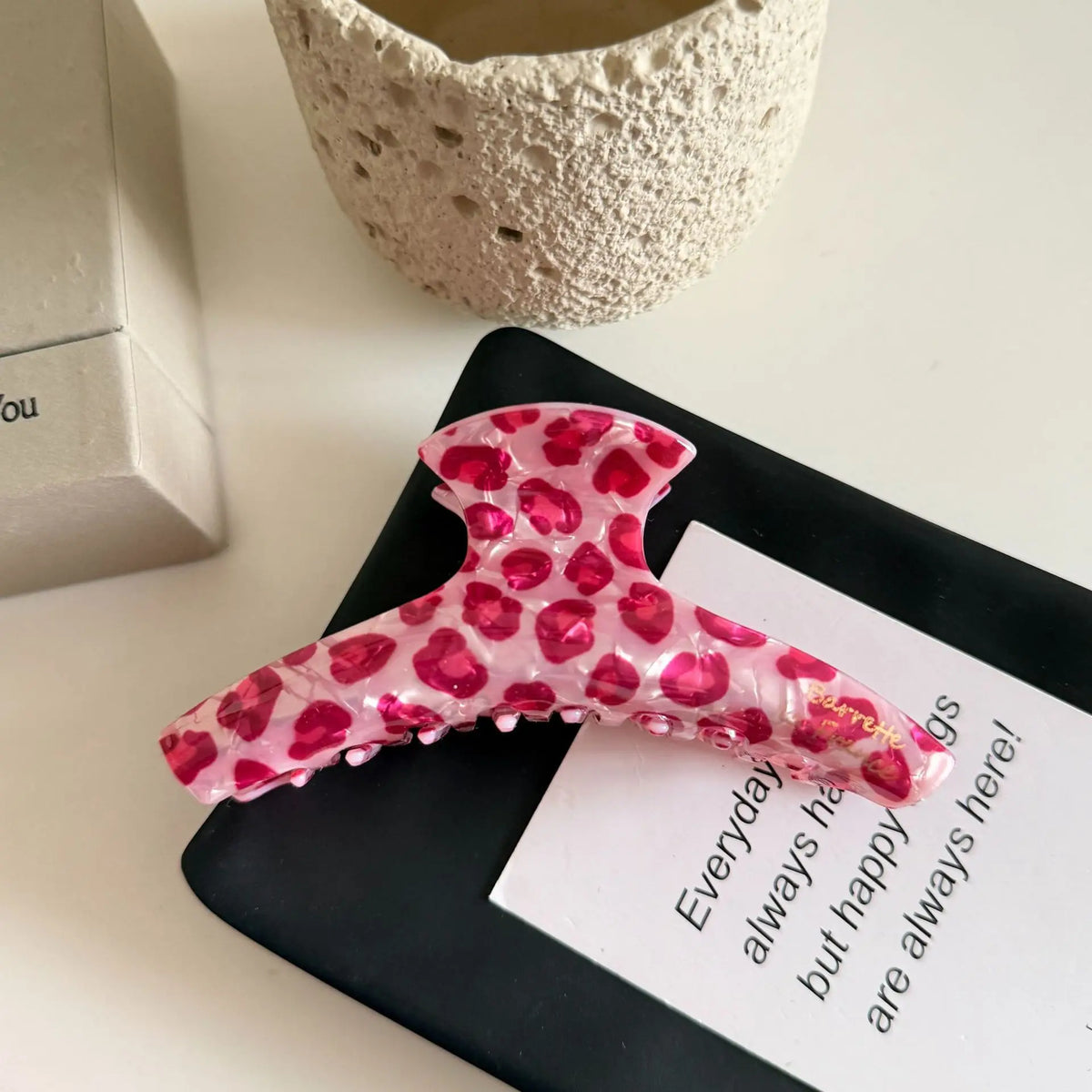 Pink Leopard Luxury Hair Claw Clip