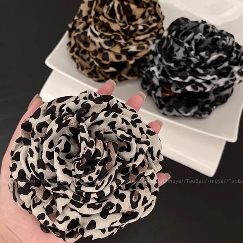 Sweet Leopard Flower Hair Claw Clip