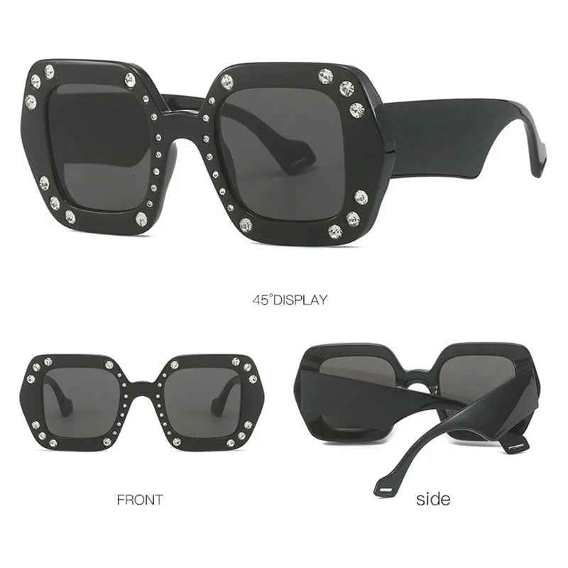 Diamond Leopard Oversized Square Sunglasses