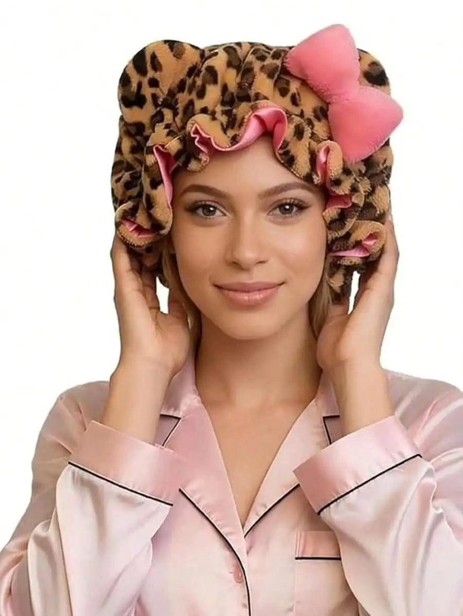 Teddy Fleece Satin-Lined Sleep Bonnet