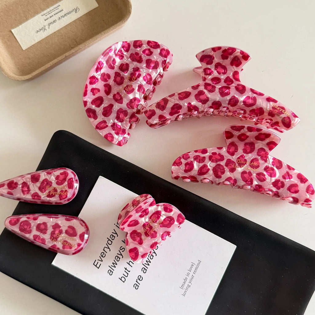 Pink Leopard Luxury Hair Claw Clip