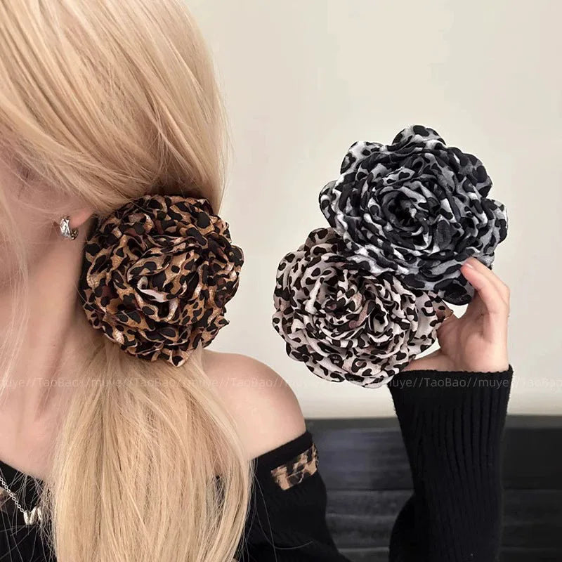 Sweet Leopard Flower Hair Claw Clip