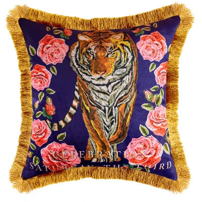 Chic Pink Velvet Leopard Cushion Cover