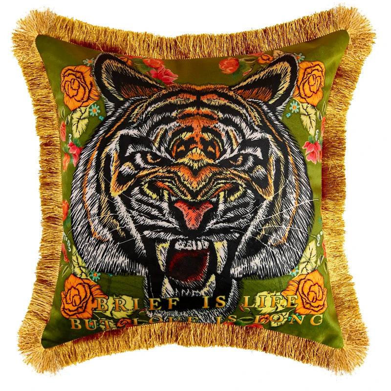 Chic Pink Velvet Leopard Cushion Cover