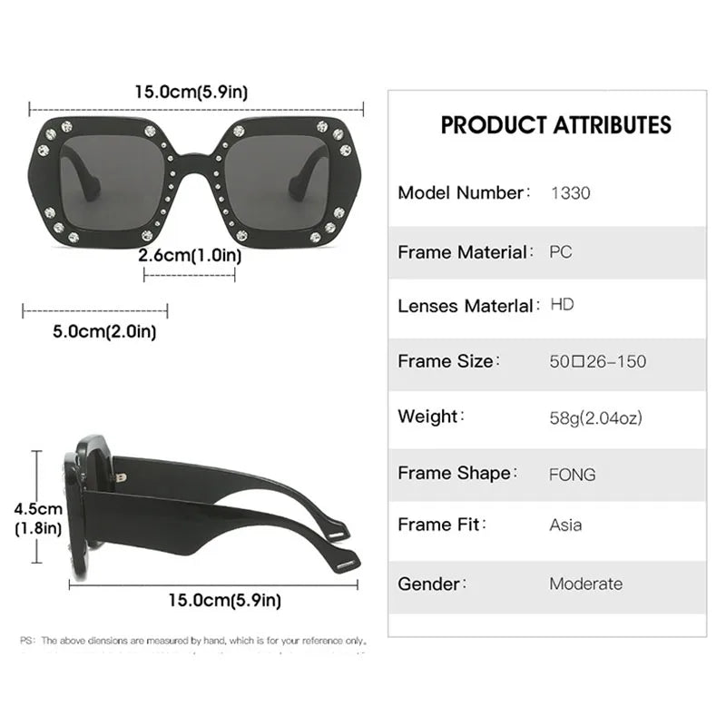 Diamond Leopard Oversized Square Sunglasses