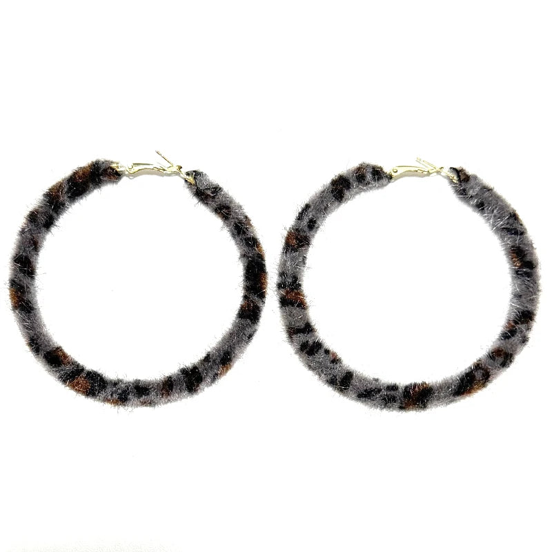 Hot Pink Leopard Geometric Hoop Earrings
