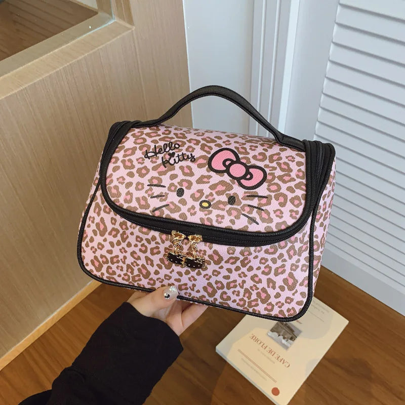 Leopard PU Cosmetic & Commuter Travel Bag