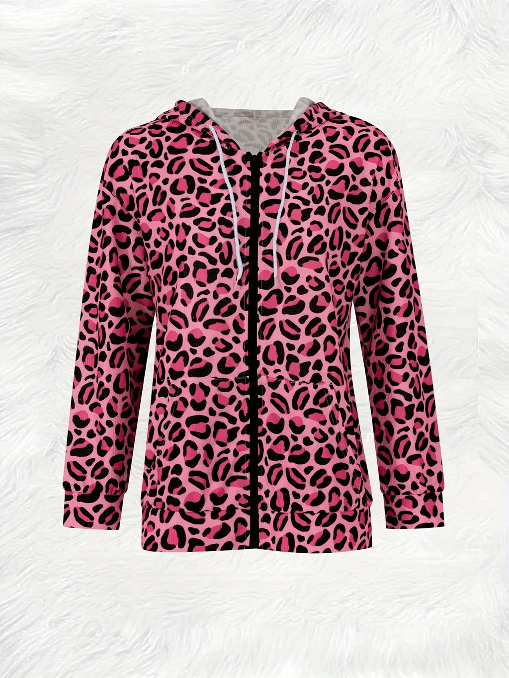 Pink Leopard Lightweight Zip-Up Hooded Jacket