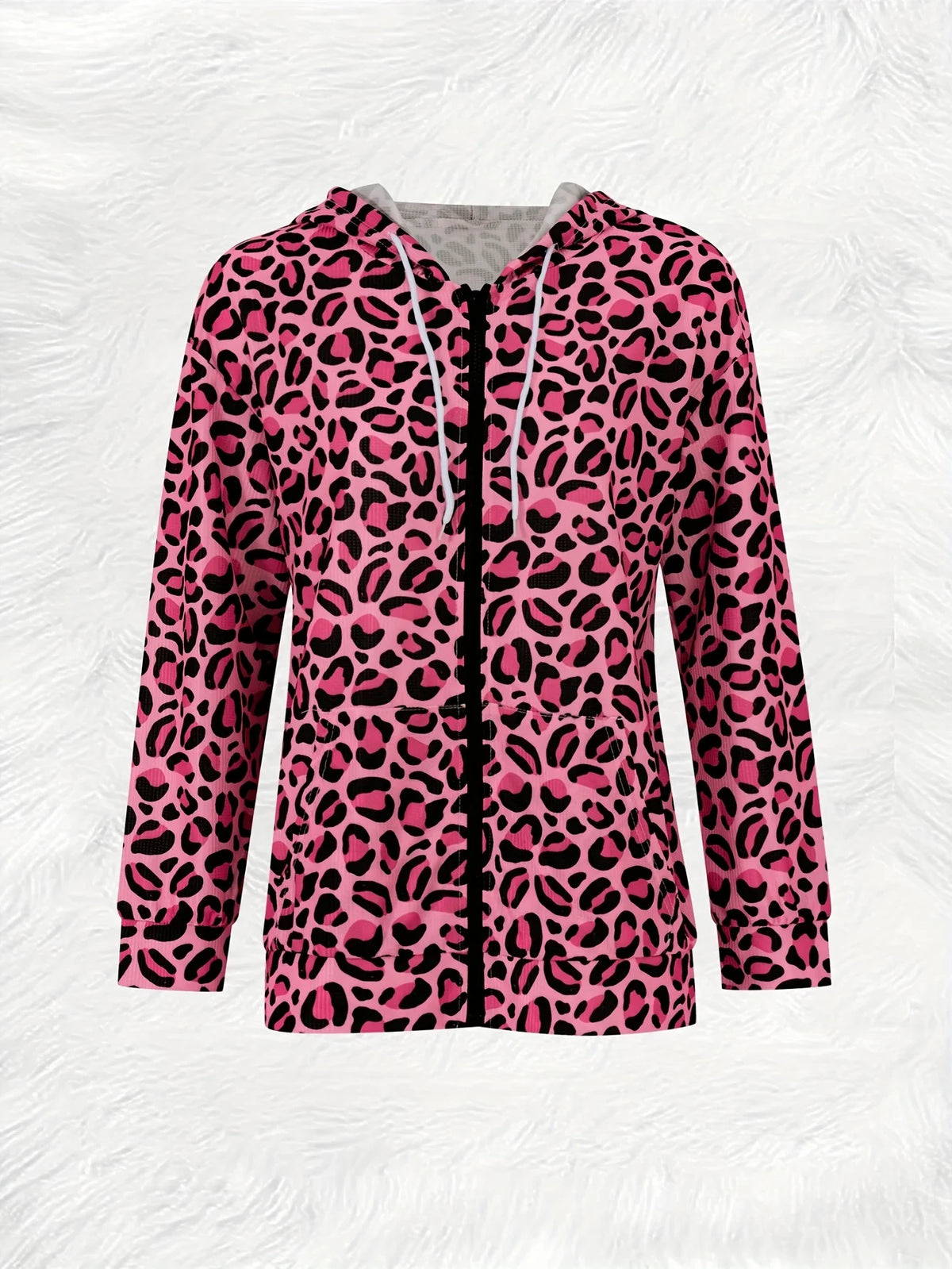 Pink Leopard Lightweight Zip-Up Hooded Jacket
