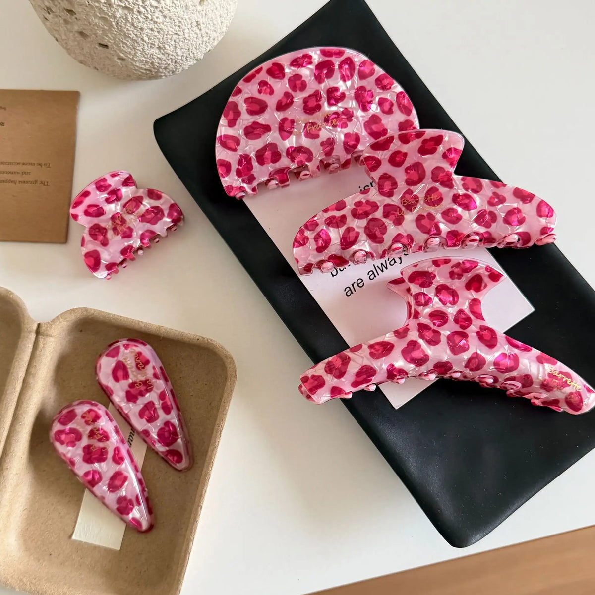 Pink Leopard Luxury Hair Claw Clip