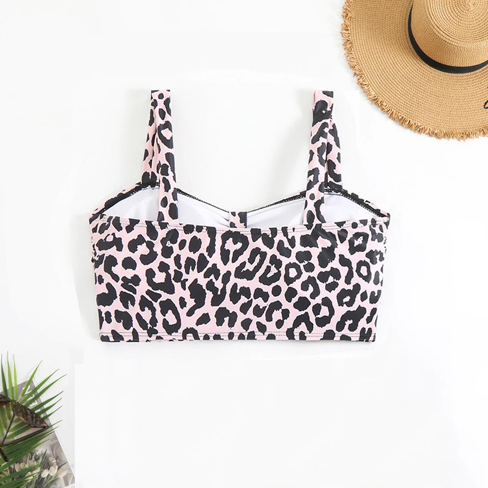 Vintage Leopard Print Push-Up Bikini Top