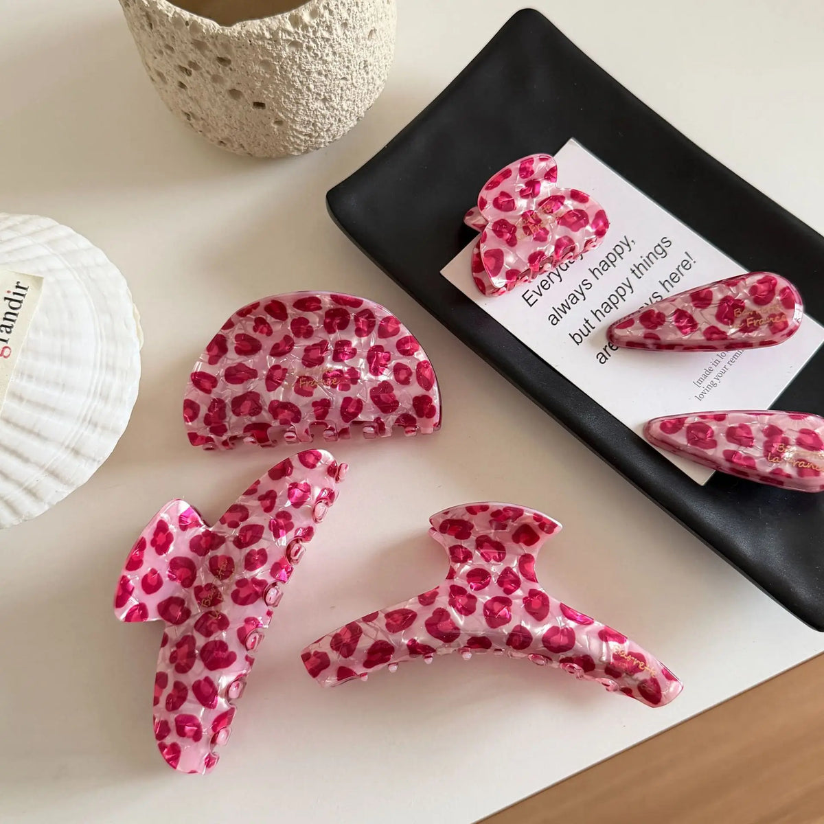 Pink Leopard Luxury Hair Claw Clip