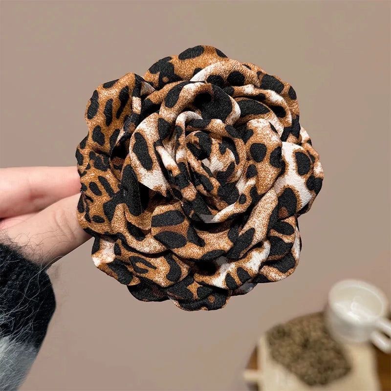 Sweet Leopard Flower Hair Claw Clip
