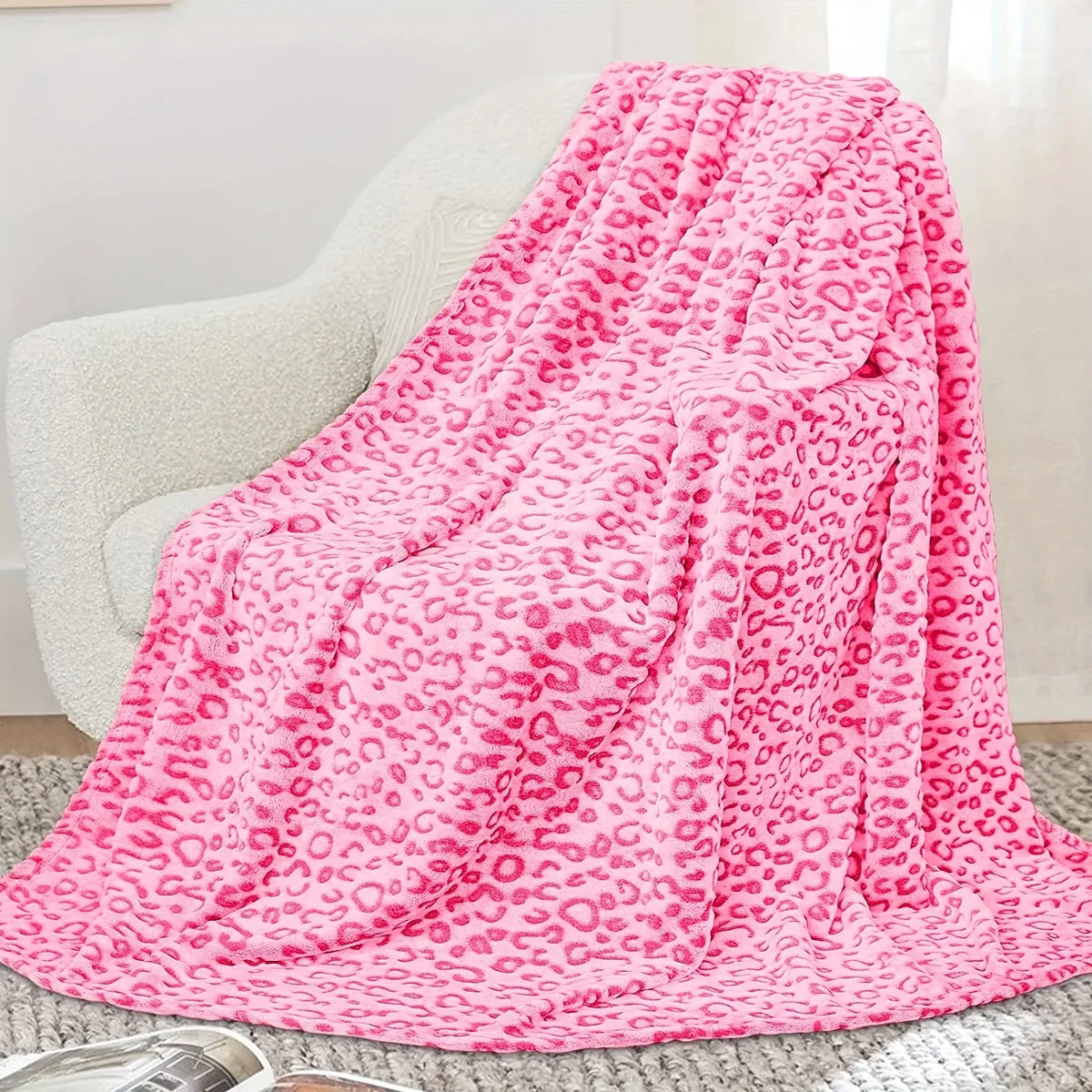 Ultra-Soft Leopard Print Flannel Throw Blanket