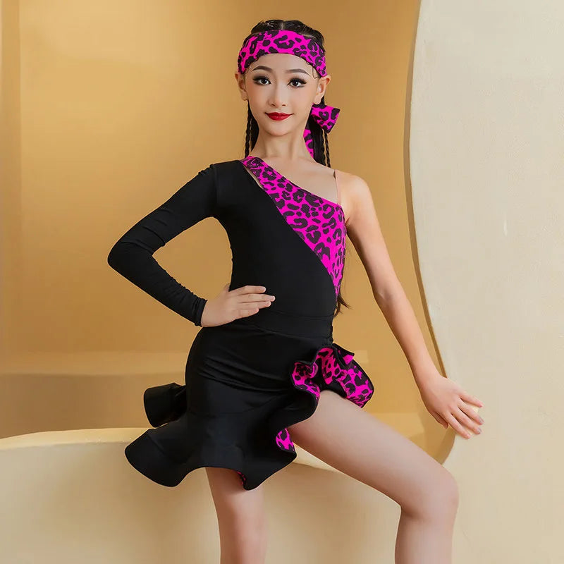 Leopard Fringe Latin Dance Competition Dress
