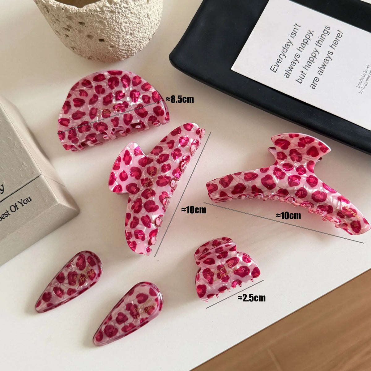 Pink Leopard Luxury Hair Claw Clip