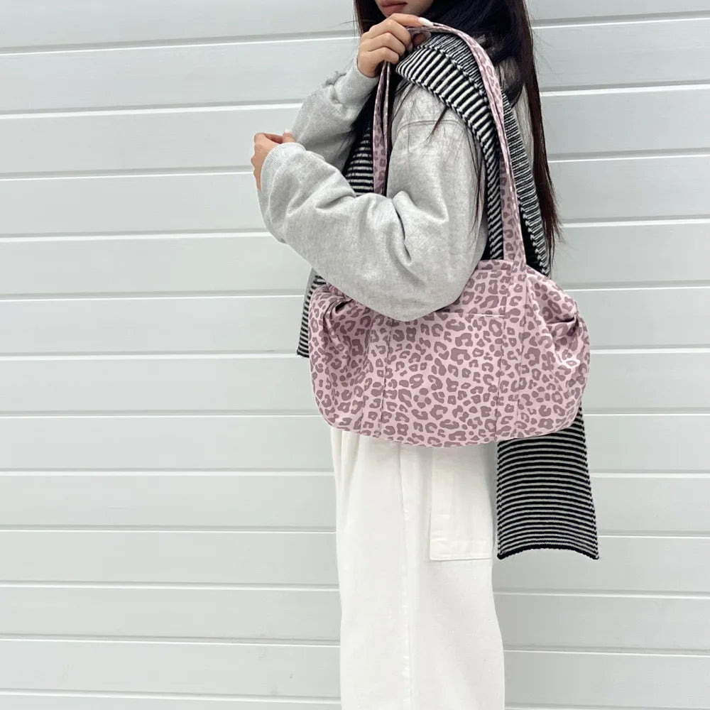Leopard Zip Shoulder Tote & Mommy Bag